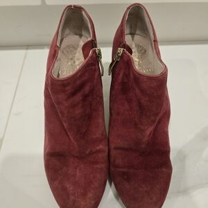 Vince Camuto Wine Red Suede Women's Zip Booties